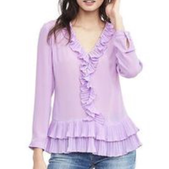 lilac ruffle blouse
